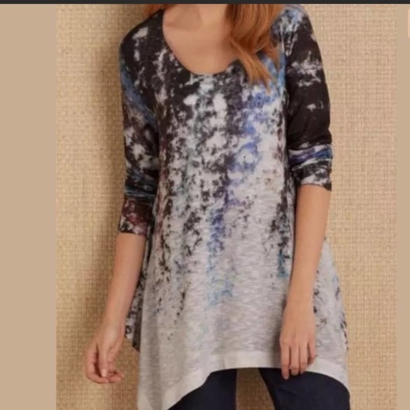 Soft Surroundings Nouveau Shark Bite Hem Tunic Top - Picture 1 of 6